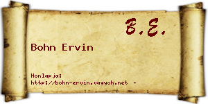 Bohn Ervin névjegykártya